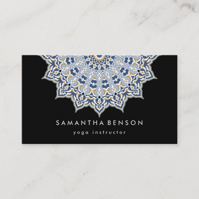 Elegant Lotus Flower Logo Yoga Business Card (Front)