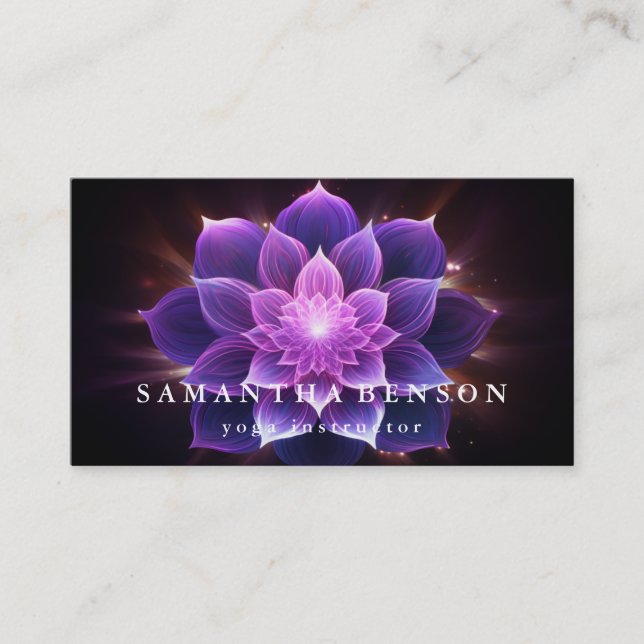 Elegant Lotus Flower Logo Yoga Business Card (Front)