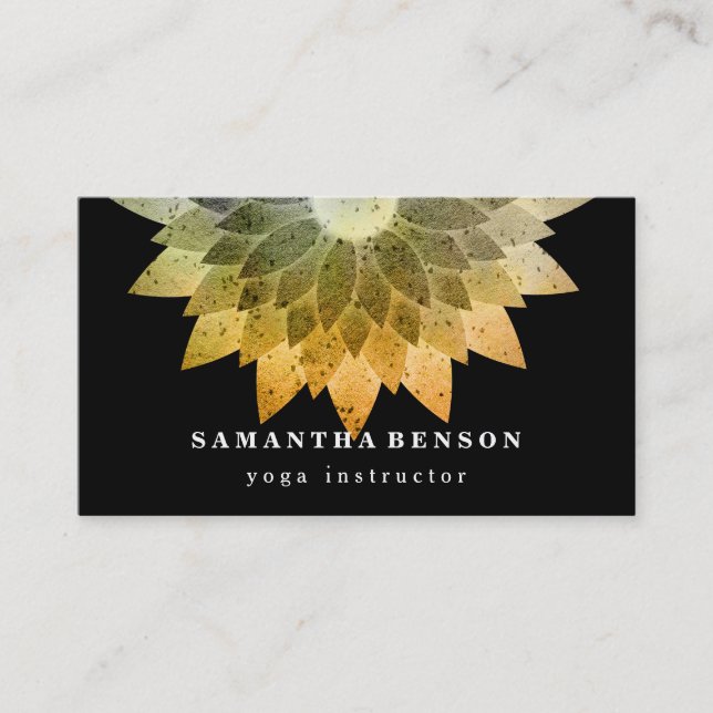 Elegant Lotus Flower Logo Yoga Business Card (Front)