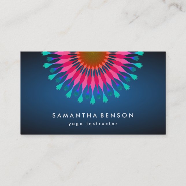 Elegant  Lotus Flower Logo Yoga Business Card (Front)