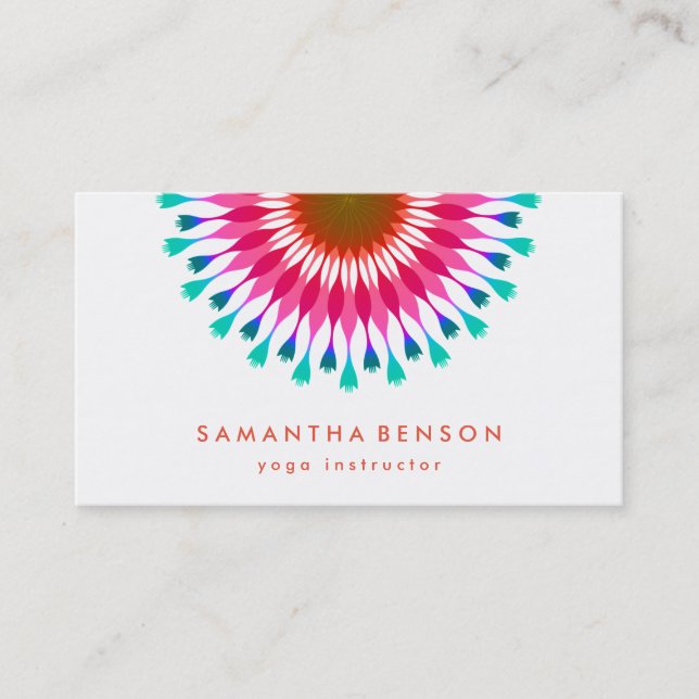 Elegant  Lotus Flower Logo Yoga Business Card (Front)
