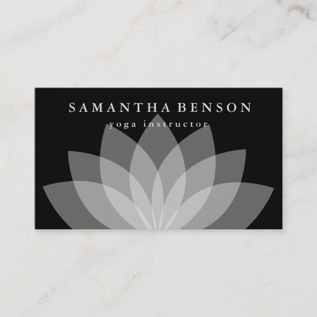Elegant Lotus Flower Logo Yoga Business Card (Front)