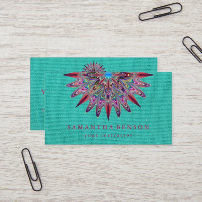 Elegant Lotus Flower Logo Yoga Business Card (Front/Back In Situ)