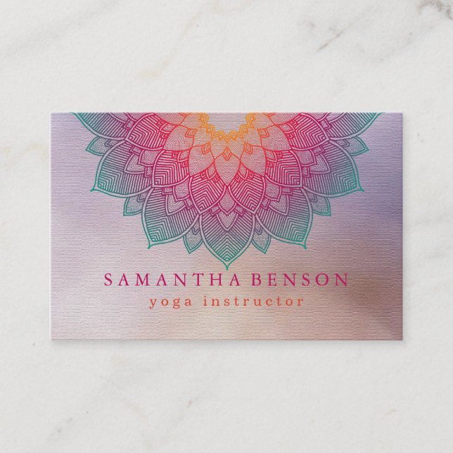 Elegant Lotus Flower Logo Yoga Business Card (Front)