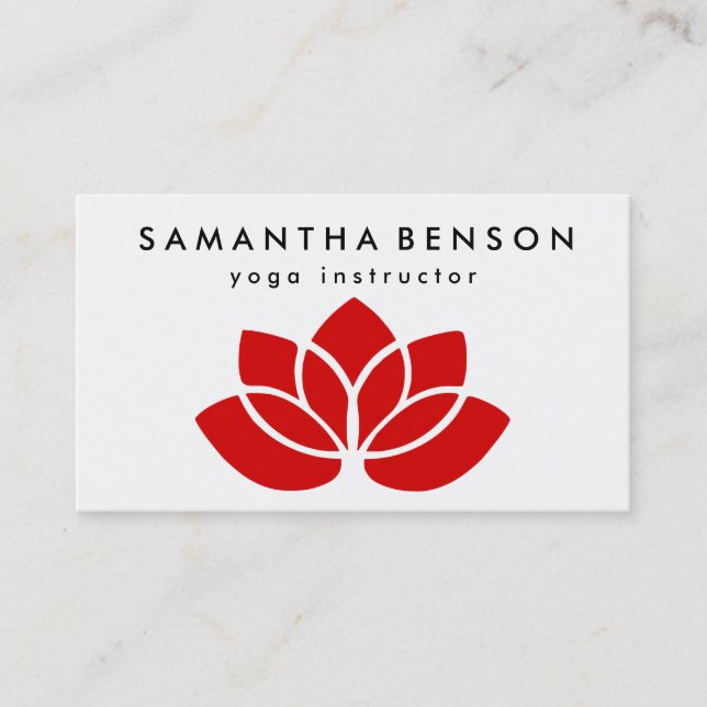 Elegant Lotus Flower Logo Yoga Business Card (Front)