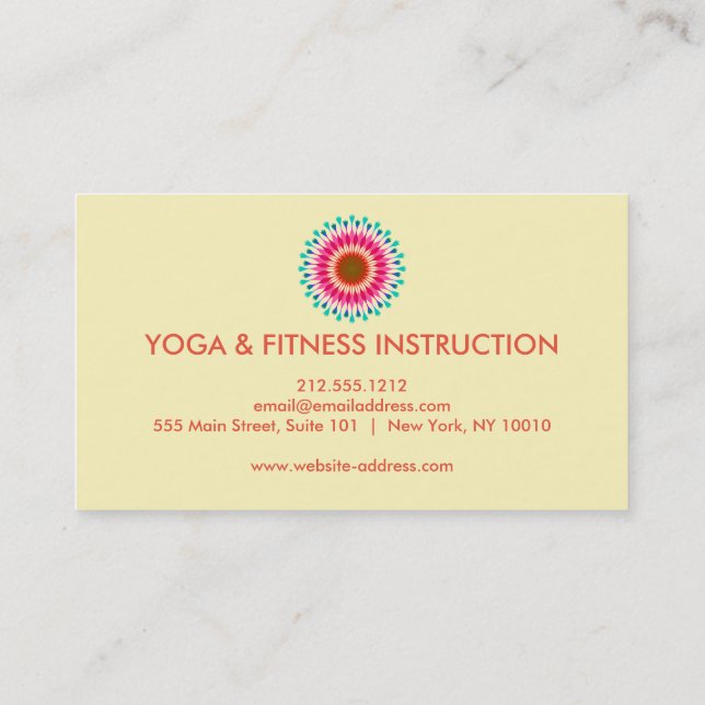 Elegant  Lotus Flower Logo Yoga Business Card (Back)