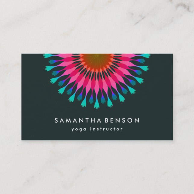 Elegant  Lotus Flower Logo Yoga Business Card (Front)