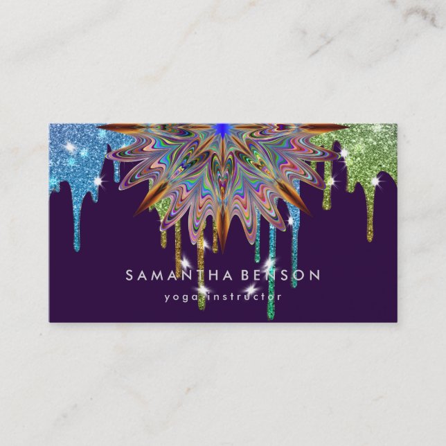 Elegant Lotus Flower Logo Yoga Business Card (Front)