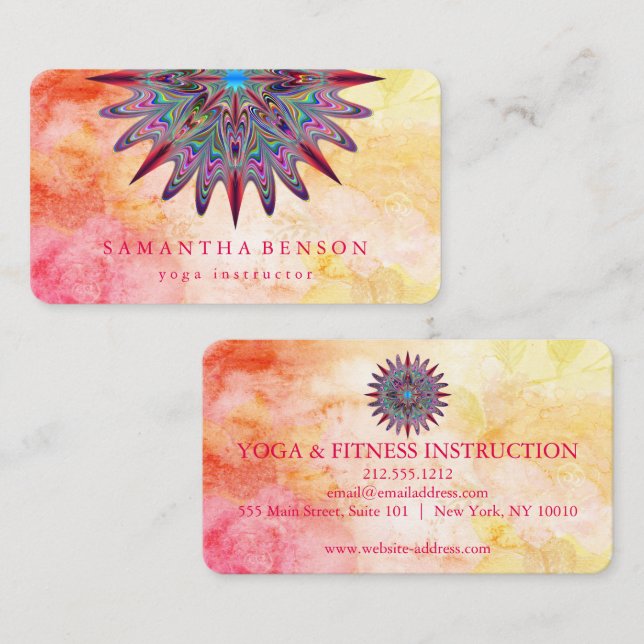 Elegant Lotus Flower Logo Yoga Business Card (Front/Back)