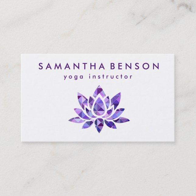 Elegant Lotus Flower Logo Yoga Business Card (Front)