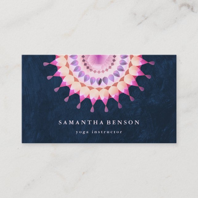 Elegant Lotus Flower Logo Yoga Business Card (Front)