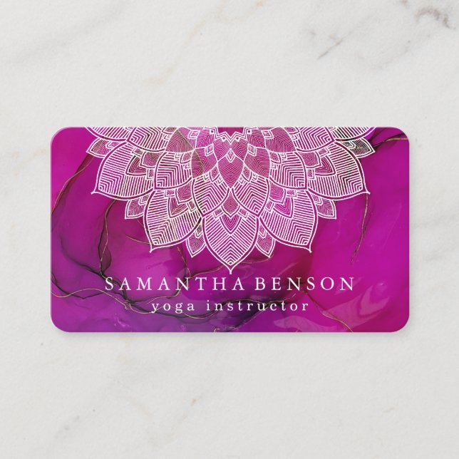Elegant Lotus Flower Logo Yoga Business Card (Front)