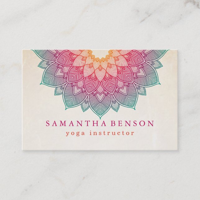 Elegant Lotus Flower Logo Yoga Business Card (Front)