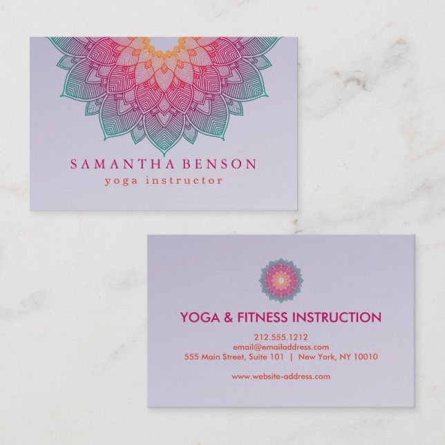 Elegant Lotus Flower Logo Yoga Business Card (Front/Back)