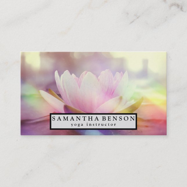 Elegant Lotus Flower Logo Yoga Business Card (Front)