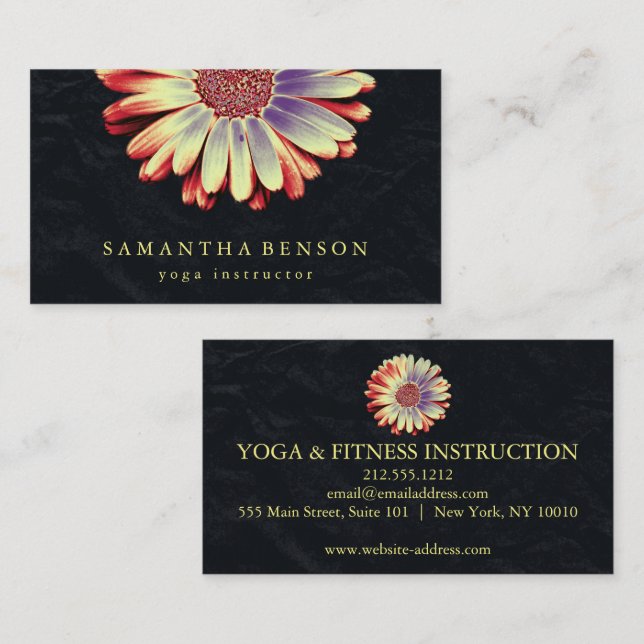 Elegant Lotus Flower Logo Yoga Business Card (Front/Back)