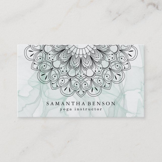 Elegant Lotus Flower Logo Yoga Business Card (Front)