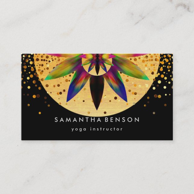 Elegant Lotus Flower Logo Yoga Business Card (Front)