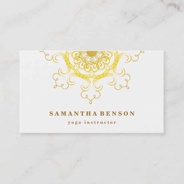 Elegant Lotus Flower Logo Yoga Business Card (Front)