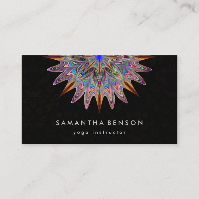 Elegant Lotus Flower Logo Yoga Business Card (Front)