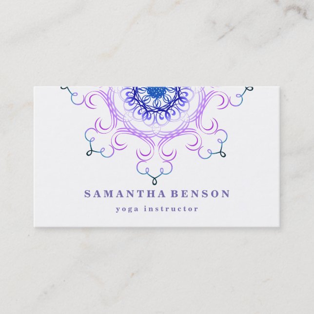 Elegant Lotus Flower Logo Yoga Business Card (Front)