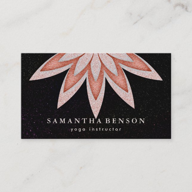 Elegant  Lotus Flower Logo Yoga Business Card (Front)