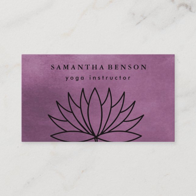 Elegant Lotus Flower Logo Yoga Business Card (Front)