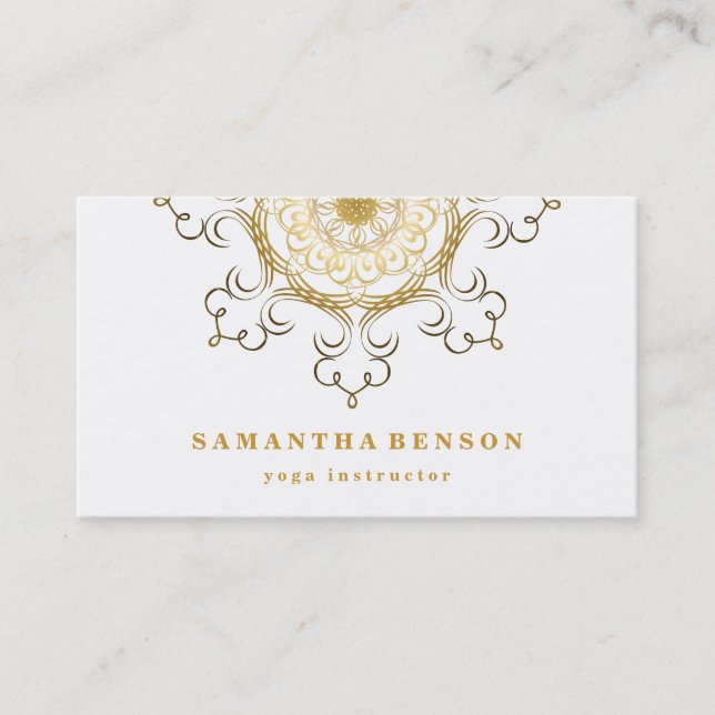 Elegant Lotus Flower Logo Yoga Business Card (Front)