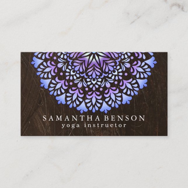 Elegant Lotus Flower Logo Yoga Business Card (Front)