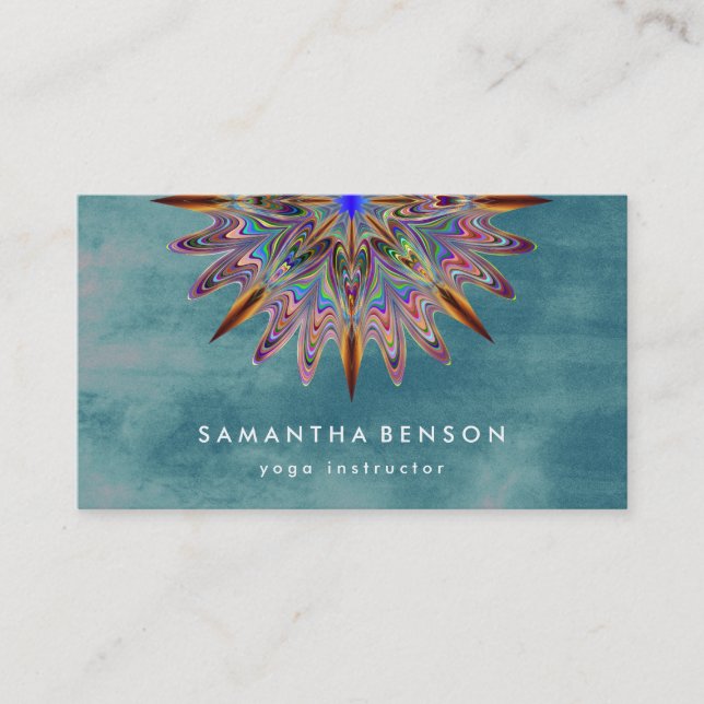 Elegant Lotus Flower Logo Yoga Business Card (Front)