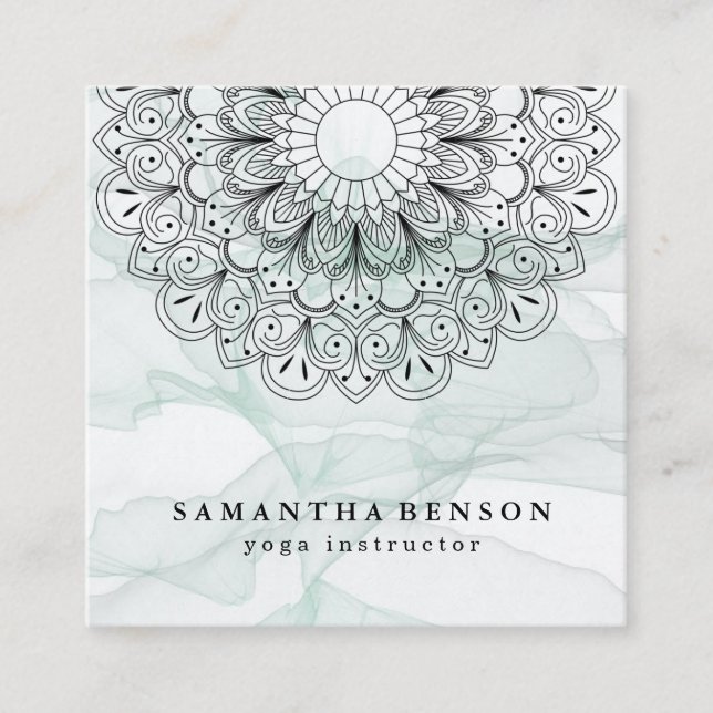 Elegant Lotus Flower Logo Yoga Business Card (Front)