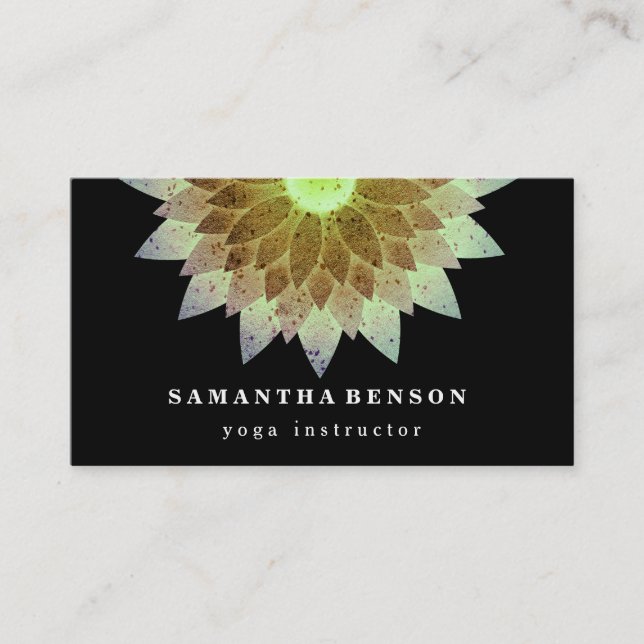 Elegant Lotus Flower Logo Yoga Business Card (Front)