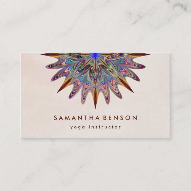 Elegant Lotus Flower Logo Yoga Business Card (Front)