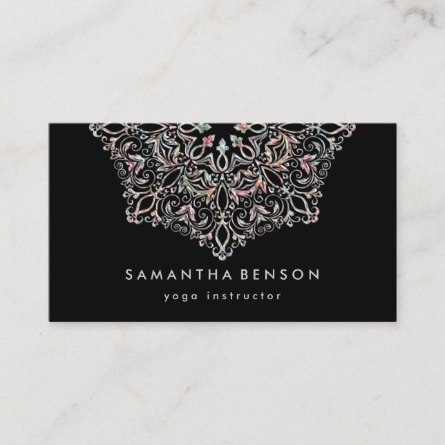 Elegant Lotus Flower Logo Yoga Business Card (Front)