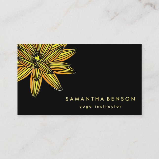 Elegant Lotus Flower Logo Yoga Business Card (Front)