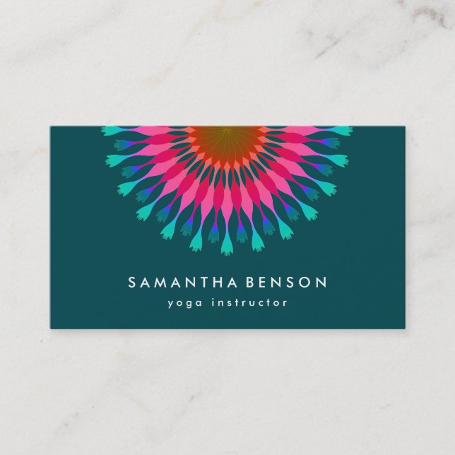 Elegant  Lotus Flower Logo Yoga Business Card (Front)