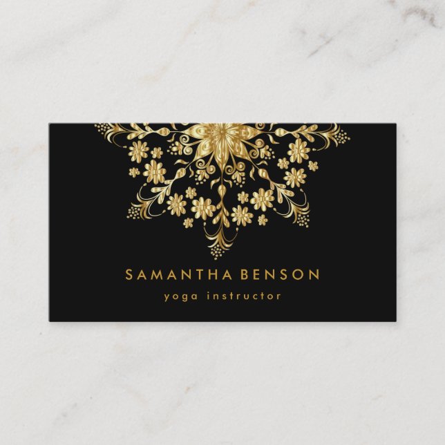 Elegant Lotus Flower Logo Yoga Business Card (Front)