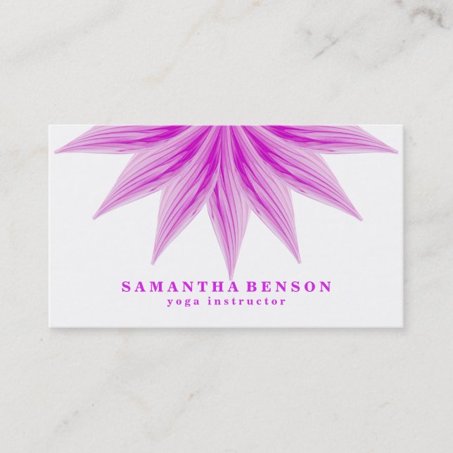Elegant Lotus Flower Logo Yoga Business Card (Front)