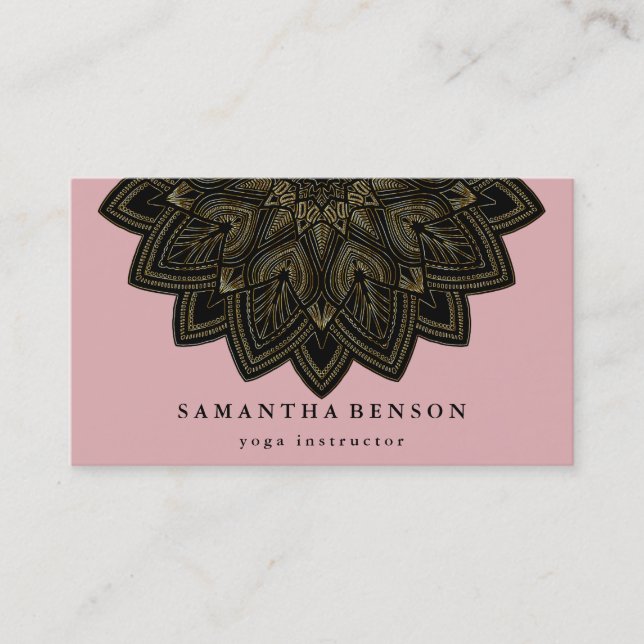 Elegant  Lotus Flower Logo Yoga Business Card (Front)
