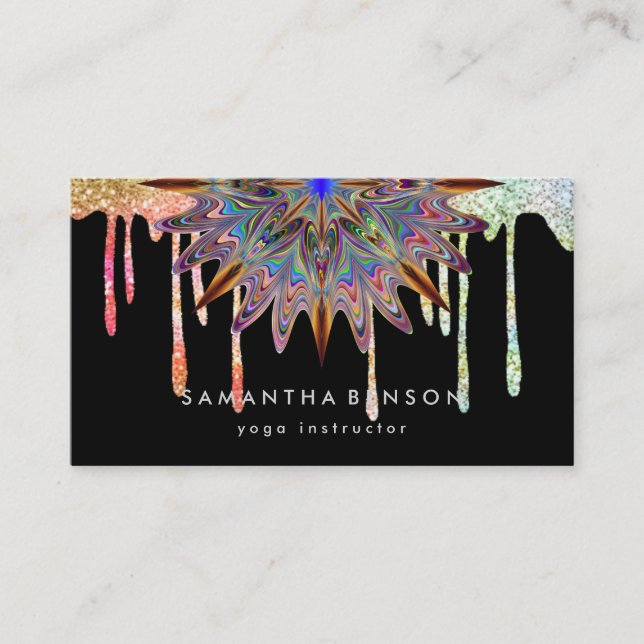 Elegant Lotus Flower Logo Yoga Business Card (Front)