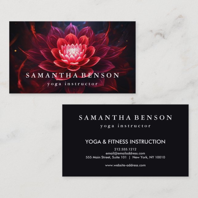 Elegant Lotus Flower Logo Yoga Business Card (Front/Back)