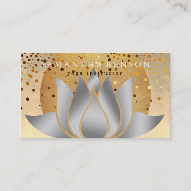 Elegant Lotus Flower Logo Yoga Business Card (Front)
