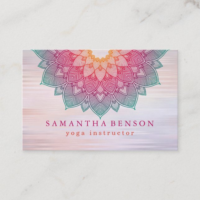 Elegant Lotus Flower Logo Yoga Business Card (Front)