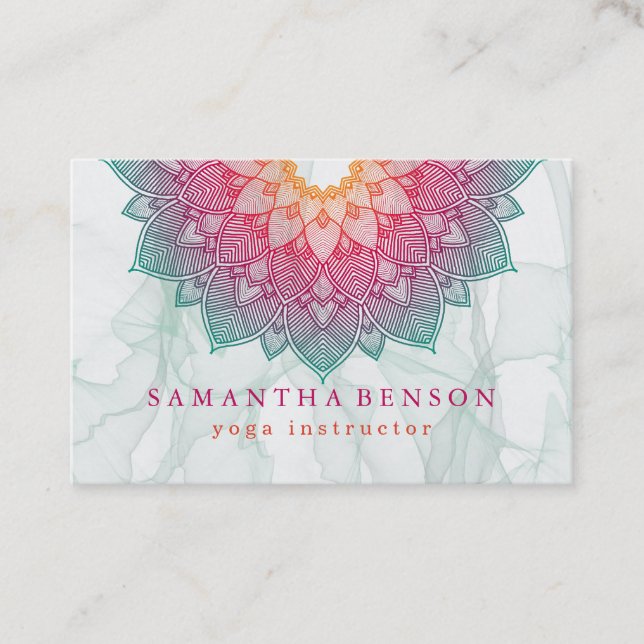 Elegant Lotus Flower Logo Yoga Business Card (Front)