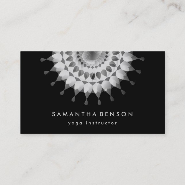 Elegant Lotus Flower Logo Yoga Business Card (Front)