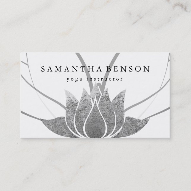 Elegant Lotus Flower Logo Yoga Business Card (Front)