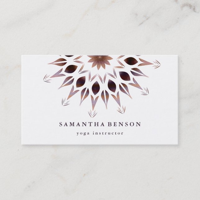 Elegant  Lotus Flower Logo Yoga Business Card (Front)
