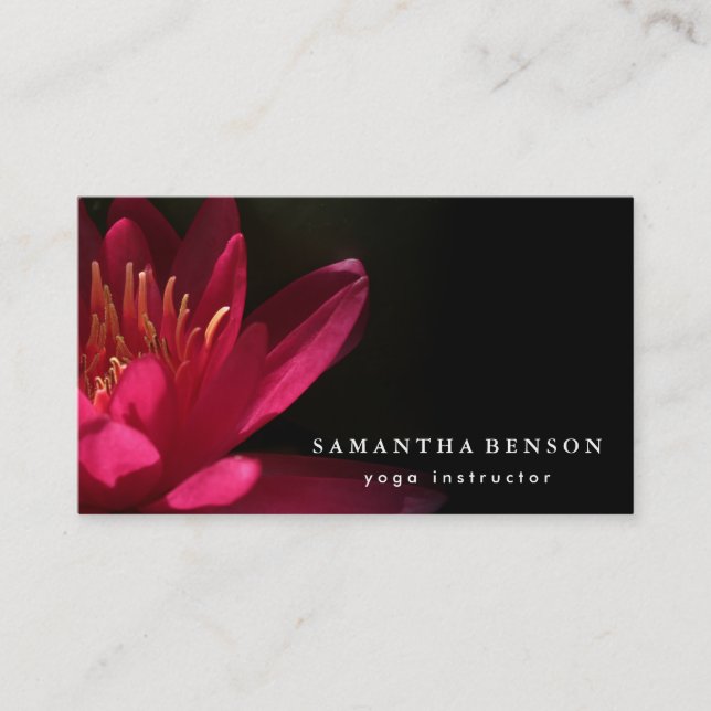 Elegant Lotus Flower Logo Yoga Business Card (Front)