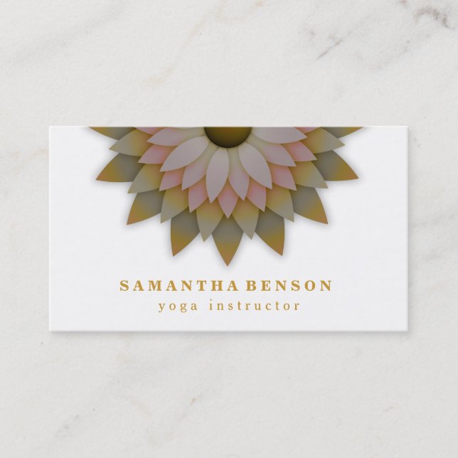 Elegant Lotus Flower Logo Yoga Business Card (Front)