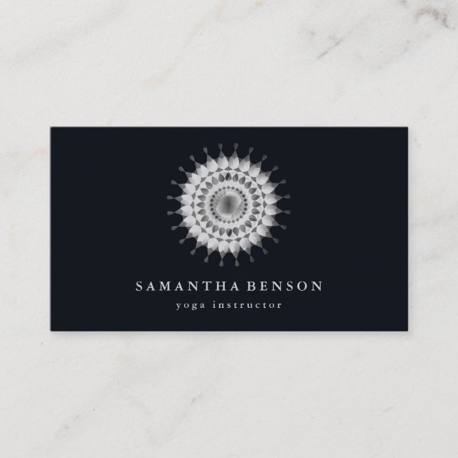 Elegant Lotus Flower Logo Yoga Business Card (Front)